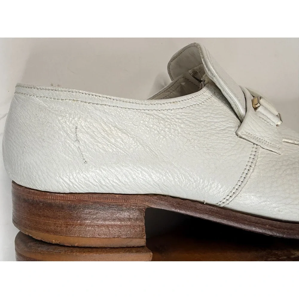 Florsheim Men's Vintage 1970's-80's White Slip On Leather Loafer Size 7.5‎ D